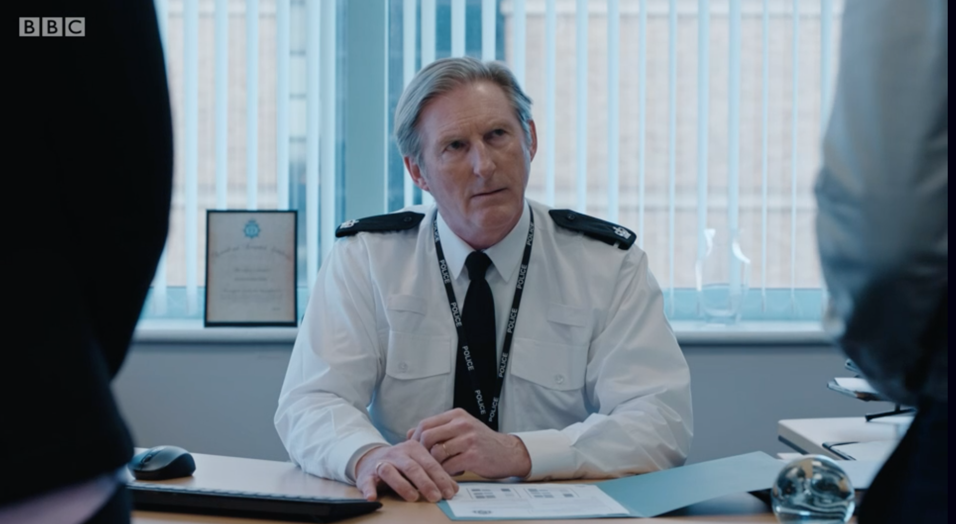 Ted Hastings Line Of Duty looks shocked at the revelation