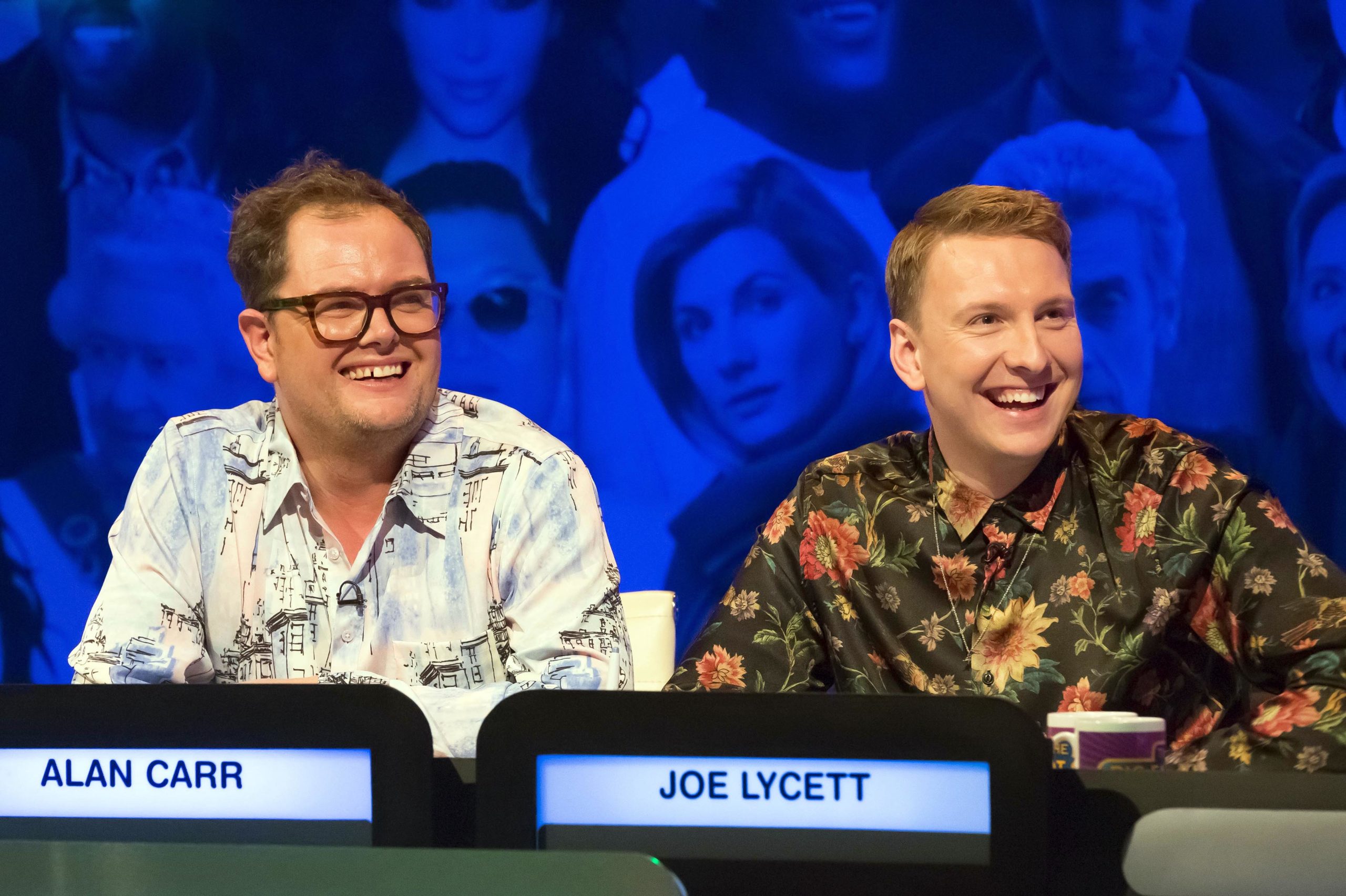 Joe Lycett is a regular on panel game shows, seen here with Alan Carr (Credit: Channel 4)
