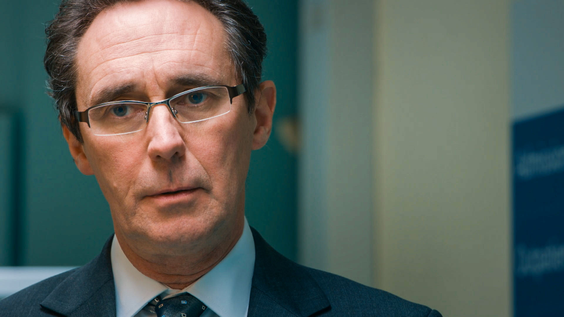 Holby City Henrik Hanssen looks deep in thought