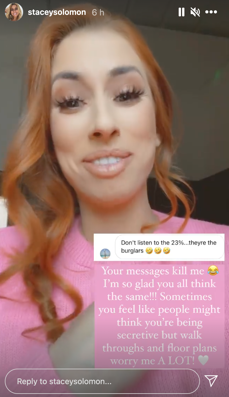 Stacey Solomon said she was worried burglars might target her house