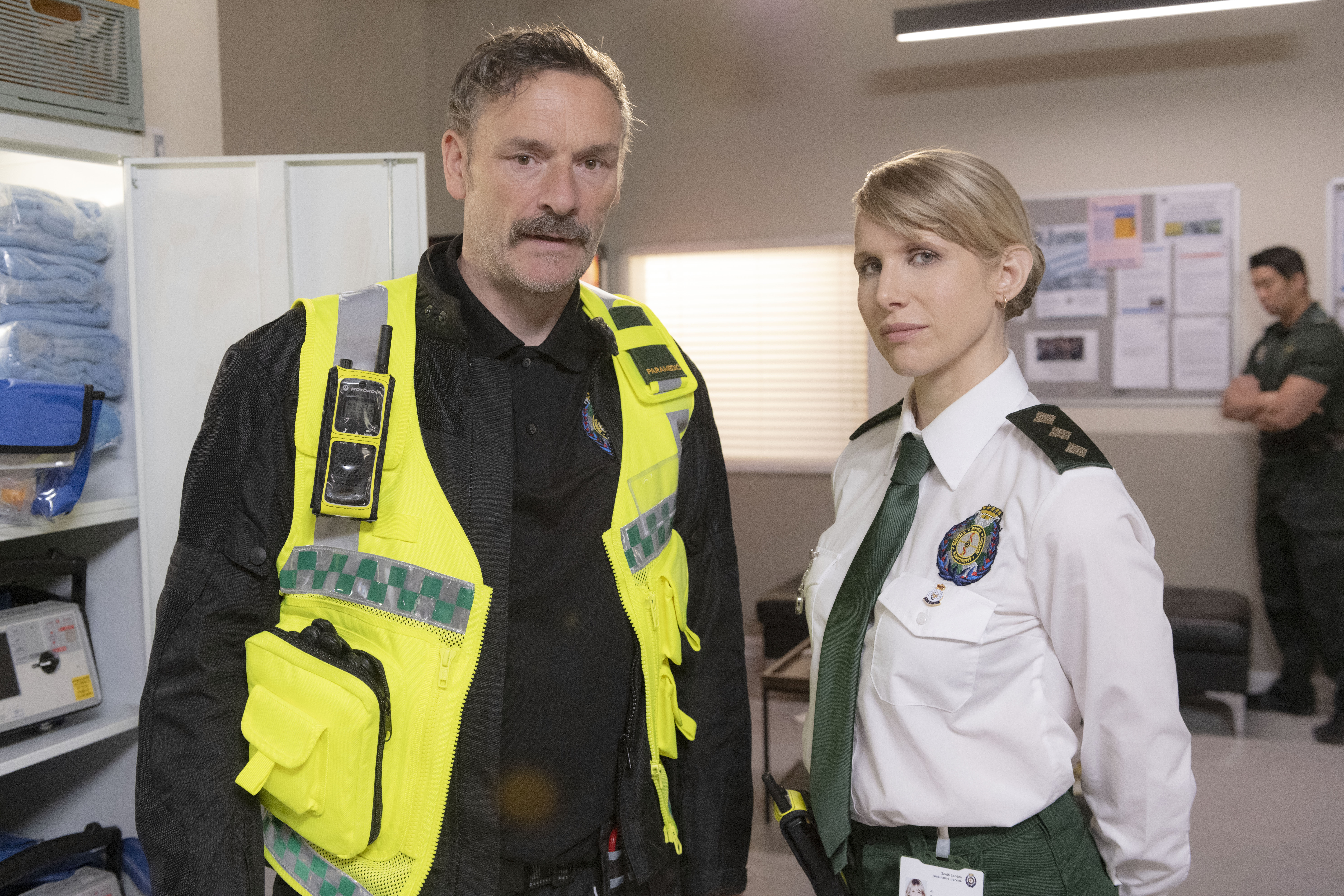Julian Barrett and Lucy Punch appear in Bloods (Credit: Sky One)