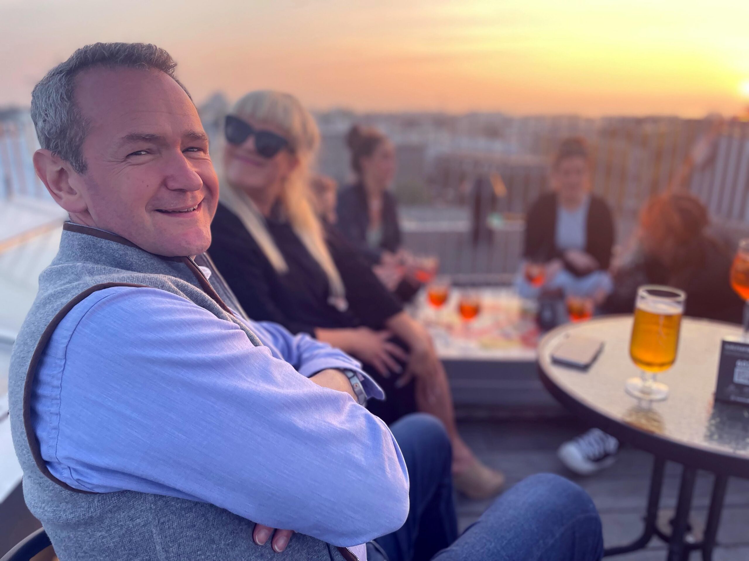 Alexander Armstrong smiles at camera during trip to Iceland