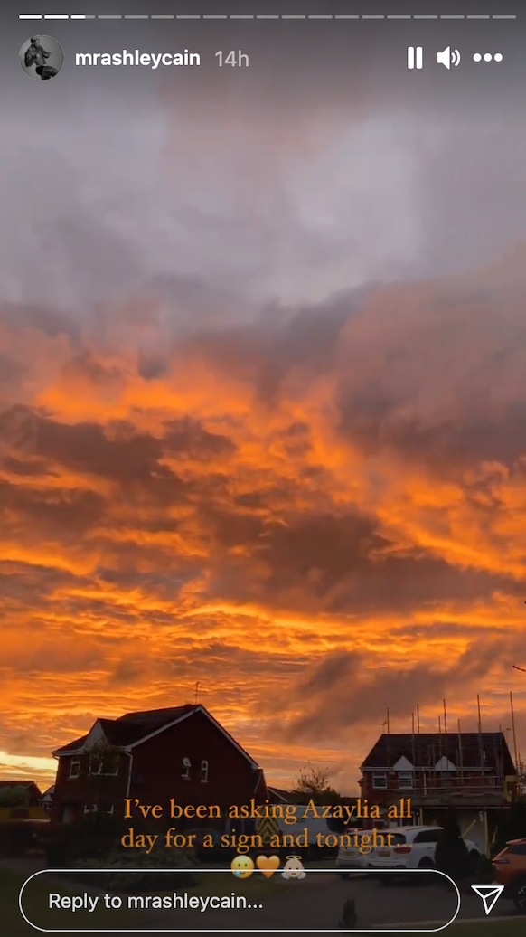 Ashley Cain sees signs from his daughter in the clouds