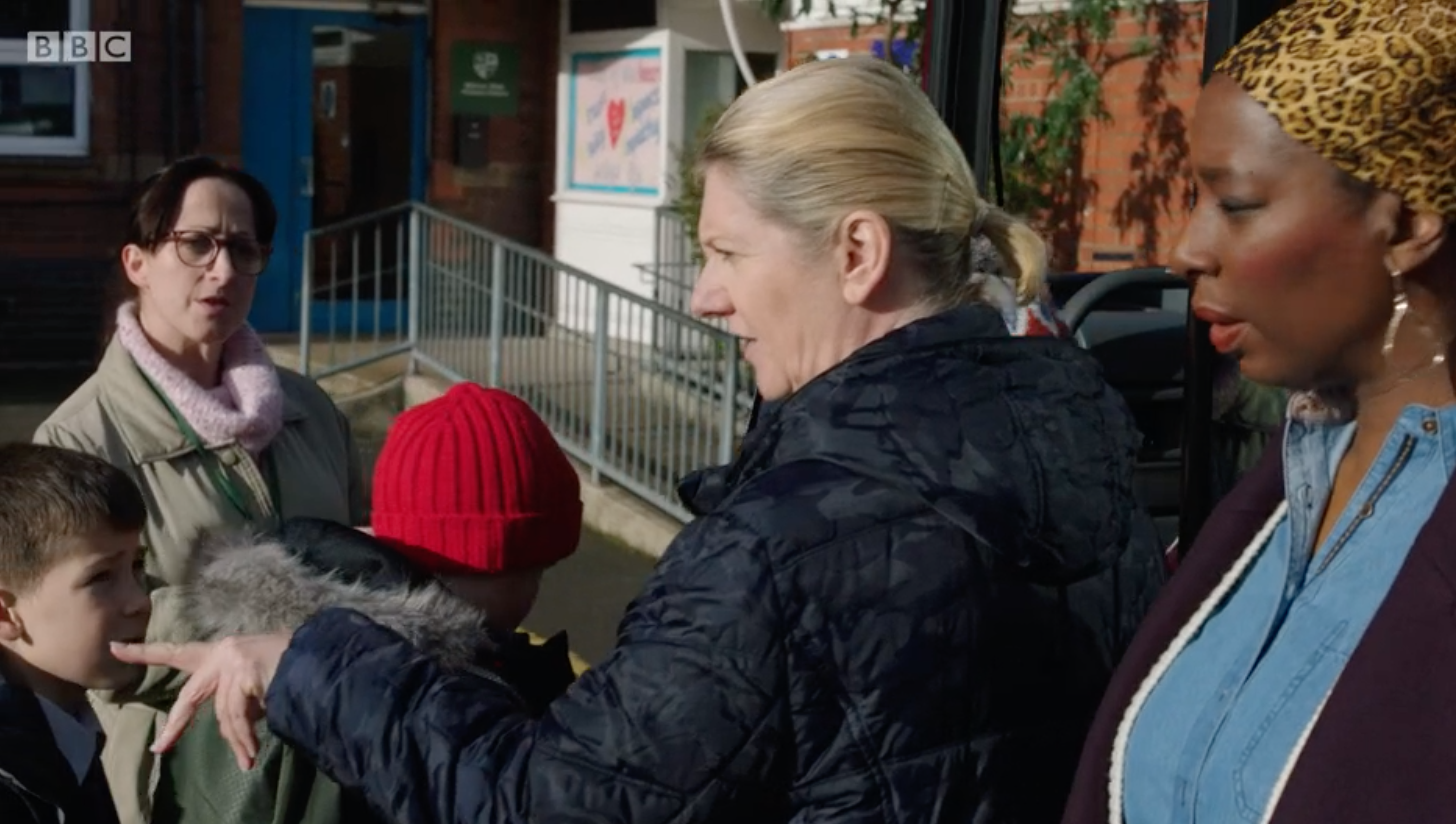 Motherland cast series 3 with Natalie Cassidy as Ms Vaughn