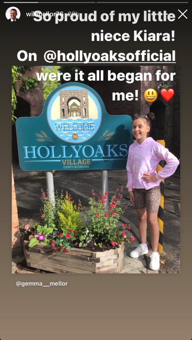Will Mellor says his niece has been cast in Hollyoaks