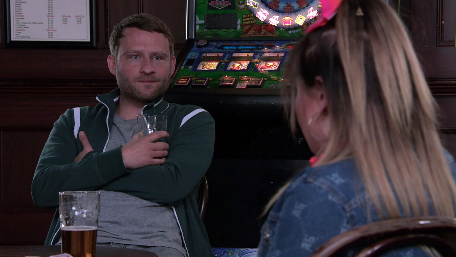 Bernie Winter [JANE HAZLEGROVE] and Paul Foreman [PETER ASH] put pressure on Gemma Winter [DOLLY-ROSE CAMPBELL] to allow Aled his operation.