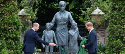 Harry and William at the unveiling of the Princess Diana statue