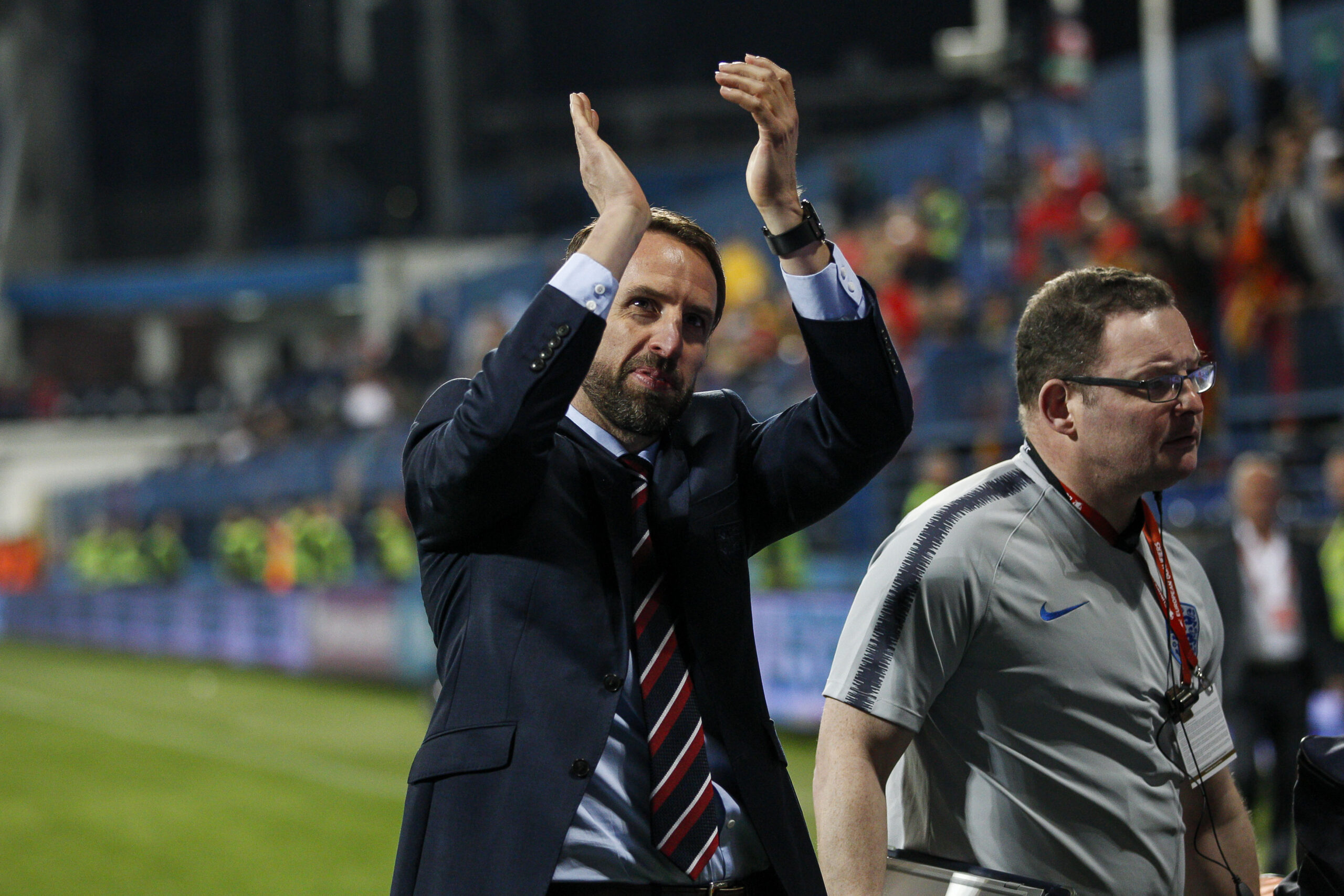 Gareth Southgate clapping at a Euro 2020 game