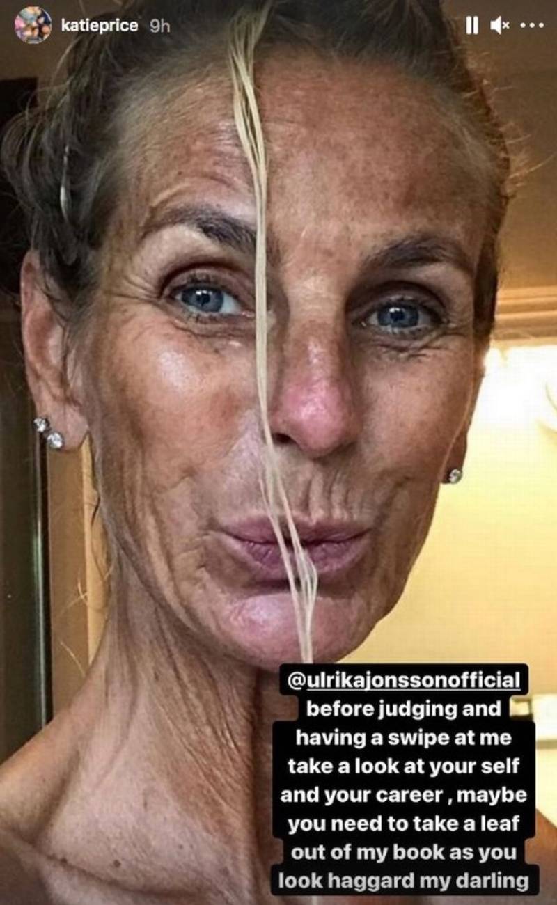 Katie Price fires back at "haggard" Ulrika Jonsson after being branded 'fame-hungry' over surgery