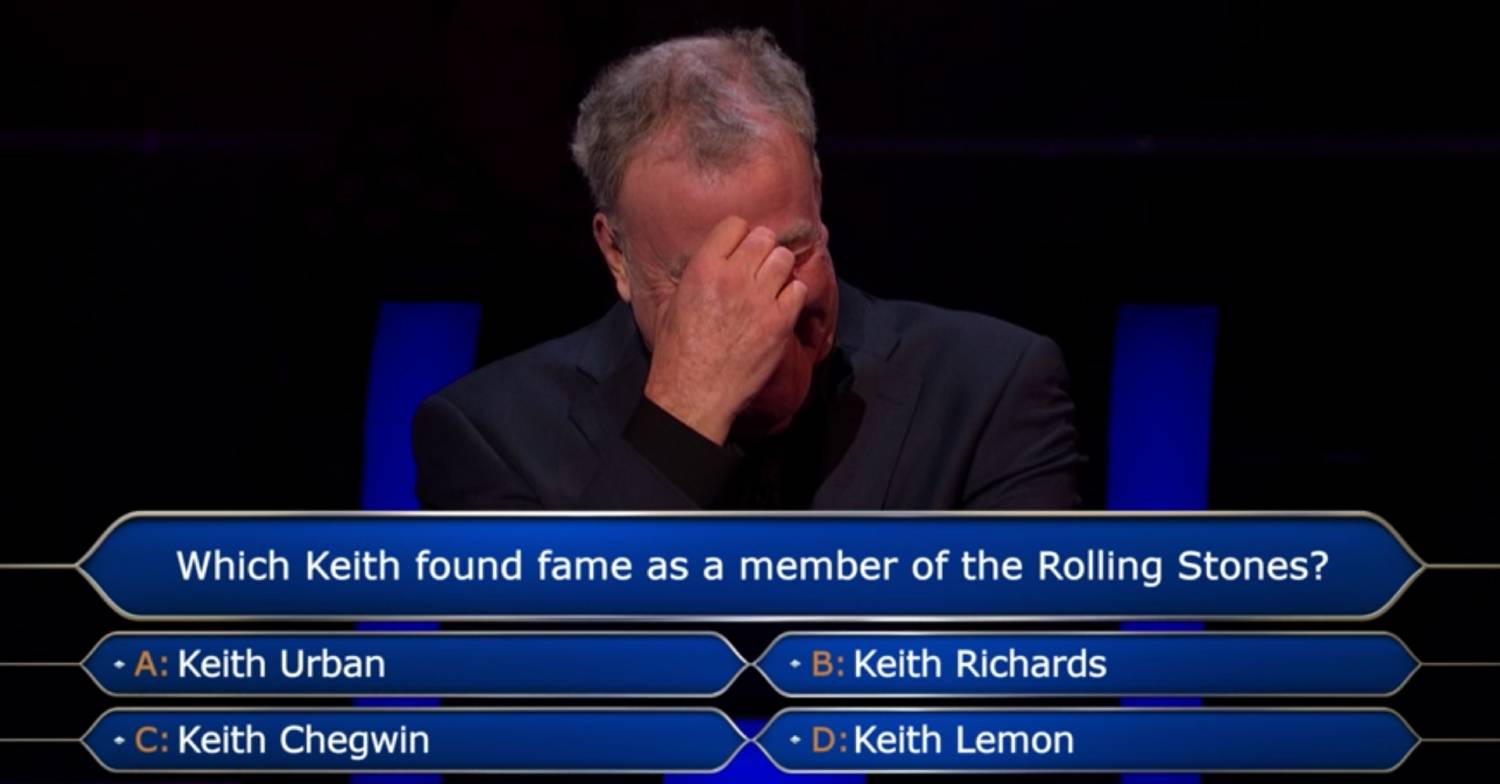 Jeremy Clarkson mocks 'idiot' Who Wants to Be a Millionaire? contestant for using lifeline on first question