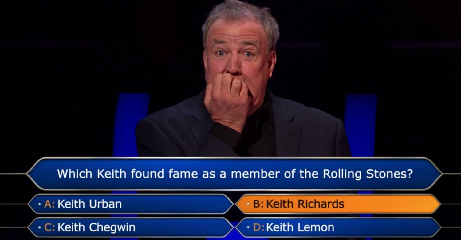 Jeremy Clarkson mocks 'idiot' Who Wants to Be a Millionaire? contestant for using lifeline on first question