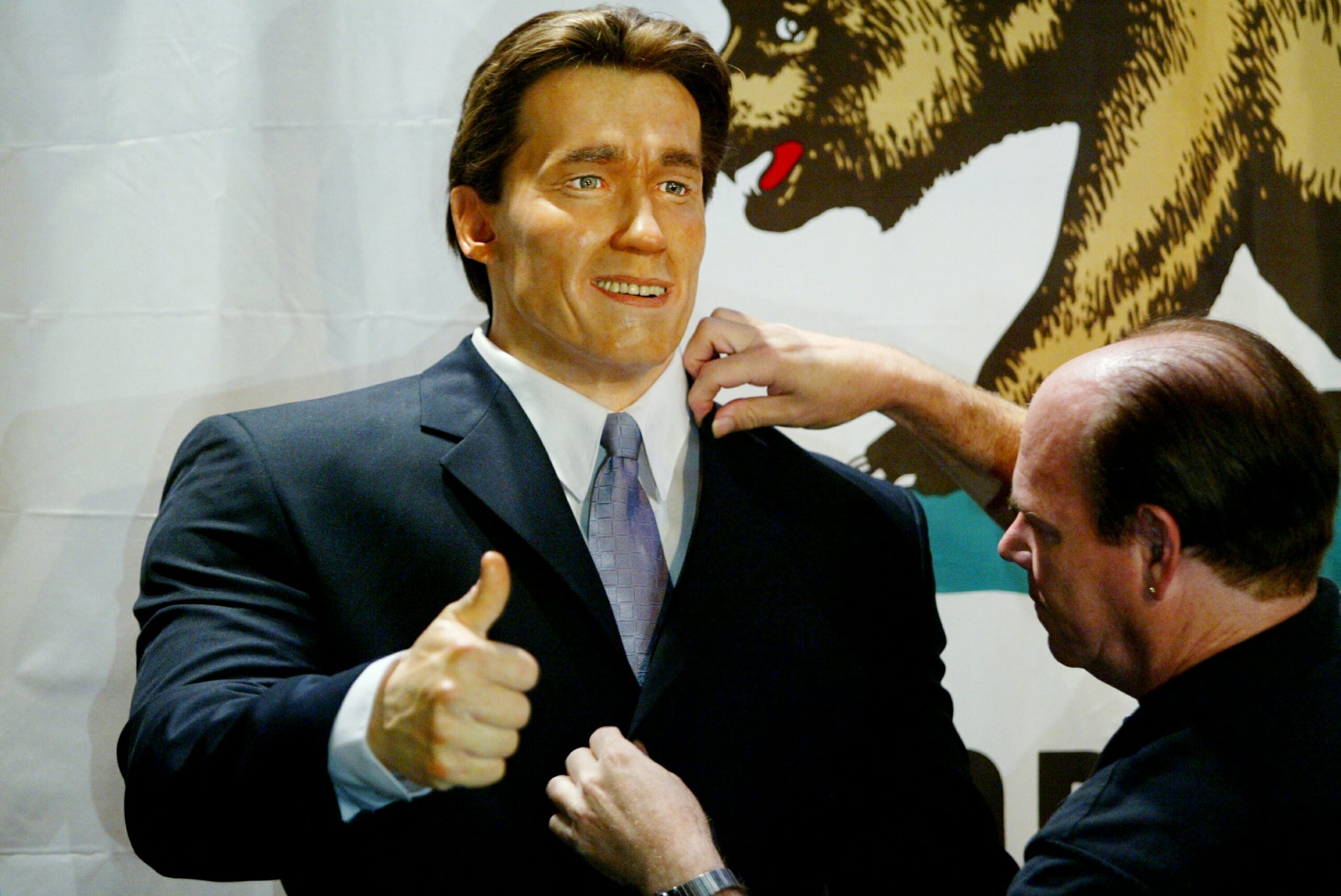 Little Mix Madame Tussauds Arnold Schwarzenegger waxwork 