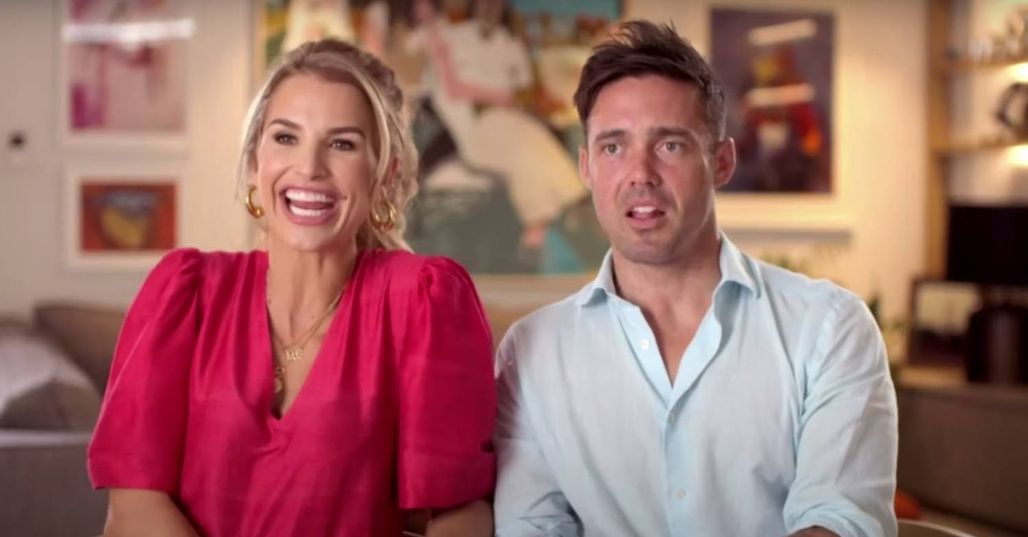 Vogue Williams laughs and Spencer Matthews looks shocked
