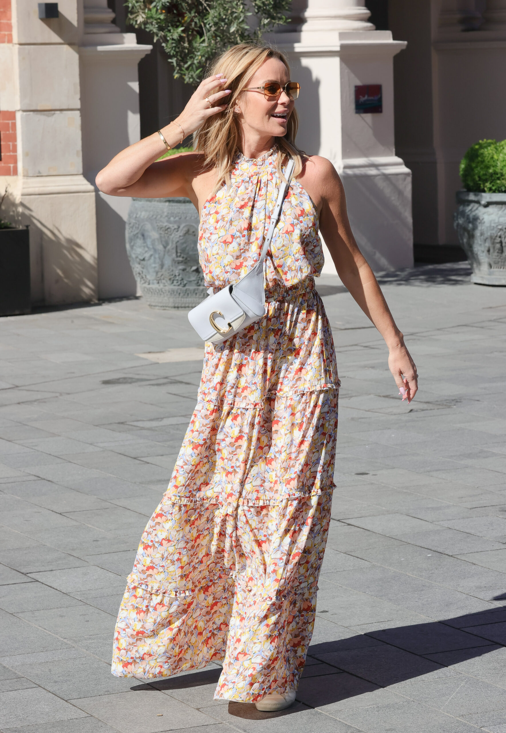 Amanda Holden pictured in London in floral dress