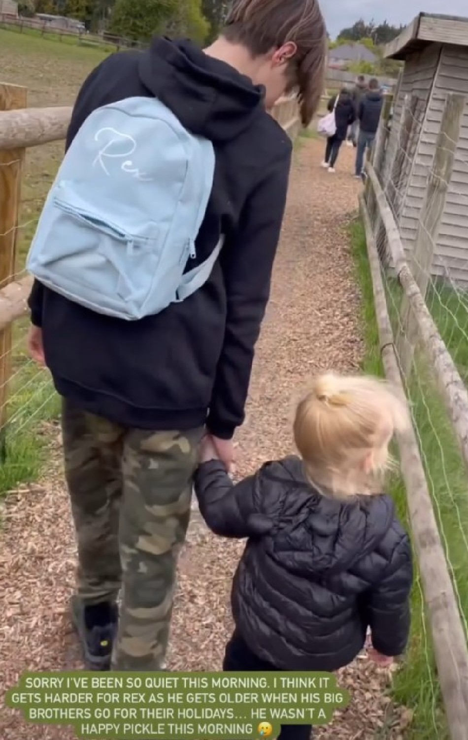 Stacey Solomon's son Rex struggles as brothers visit their dads