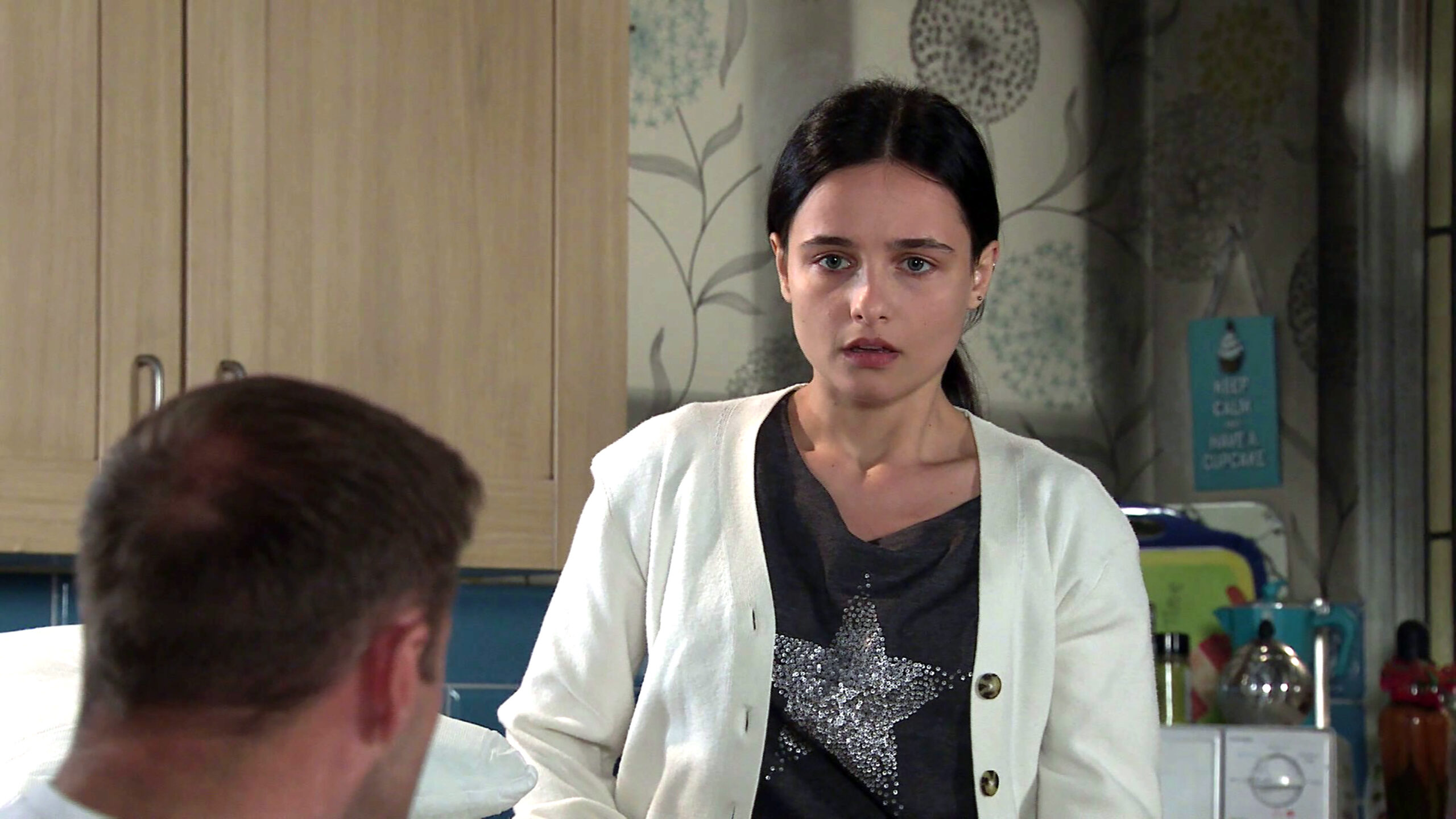 Alina Pop with Tyrone Dobbs on Coronation Street
