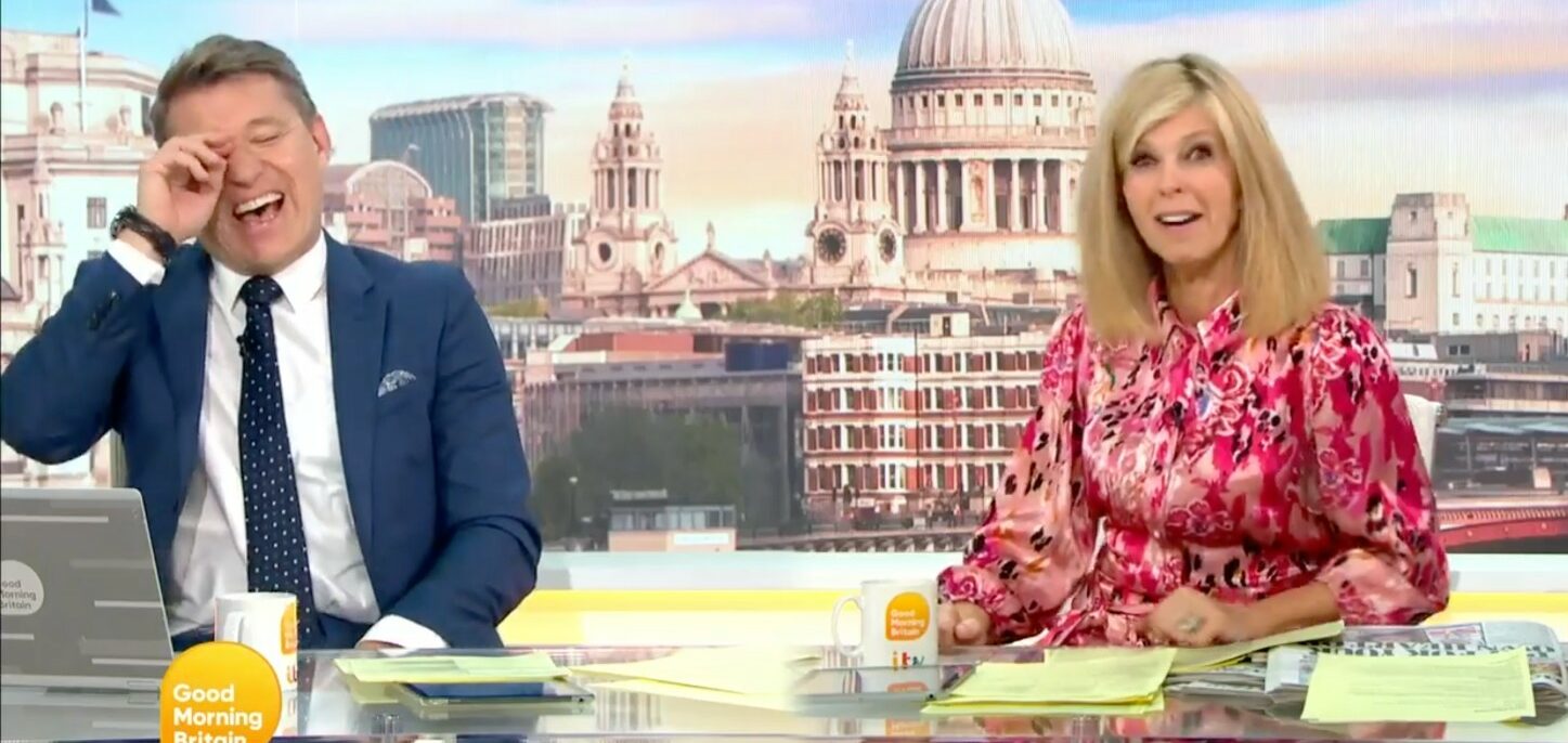 Kate Garraway and Ben Shepherd laughing on Good Morning Britain 