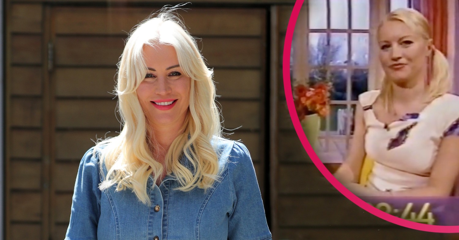 Denise Van Outen with an ionset of her younger self hosting The Big Breakfast