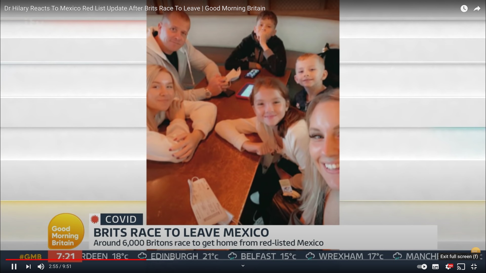 Rebecca Dean with her husband and their children on GMB from Mexico