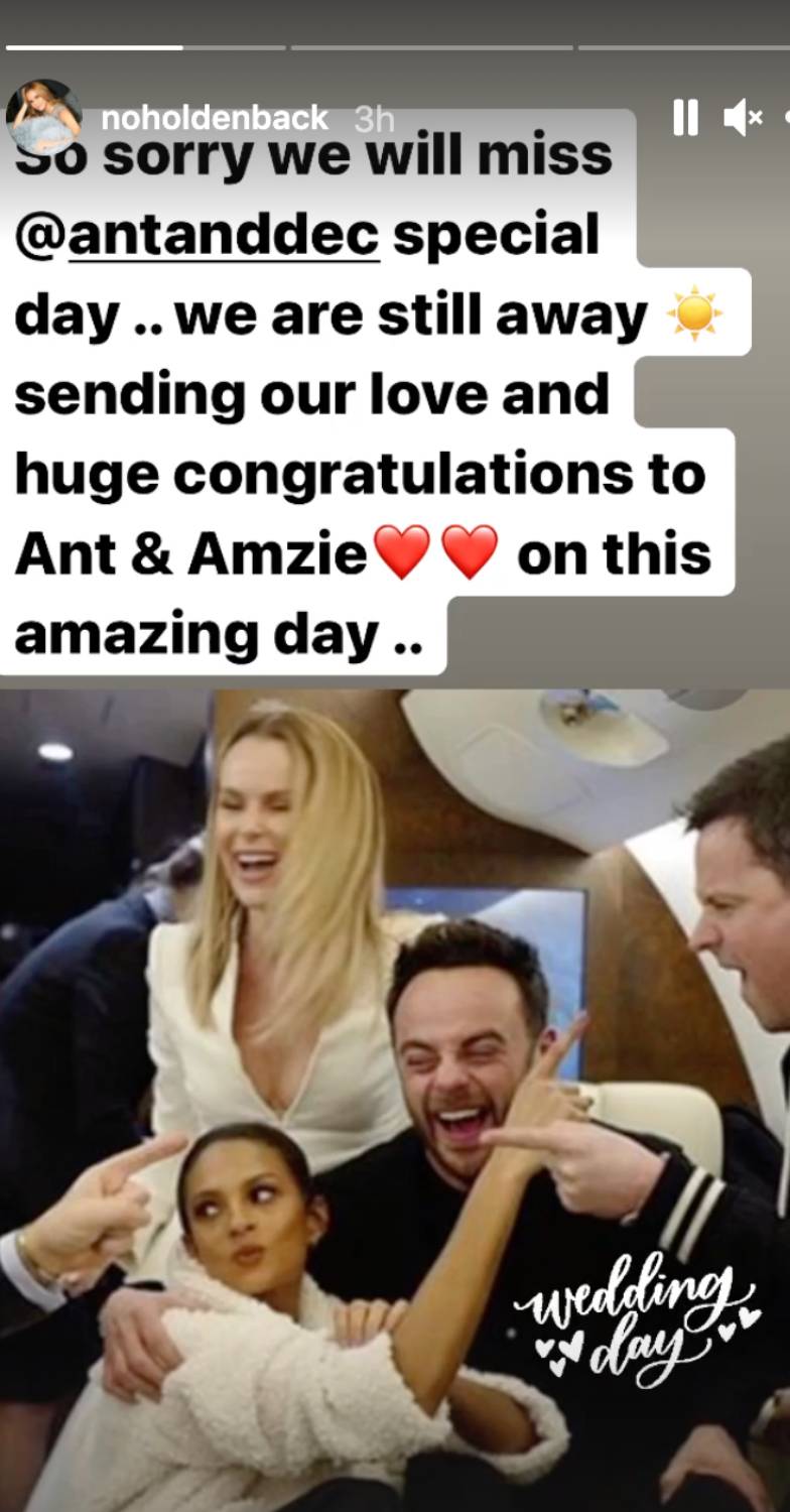 Amanda Holden posts about Ant's wedding