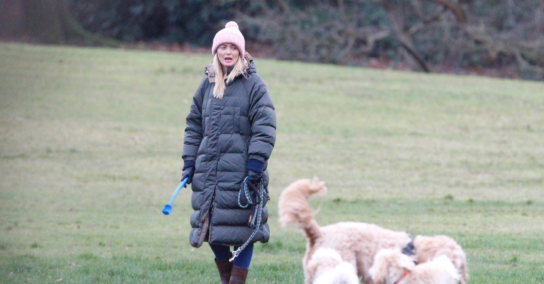 Anne-Marie Corbett walking her dogs