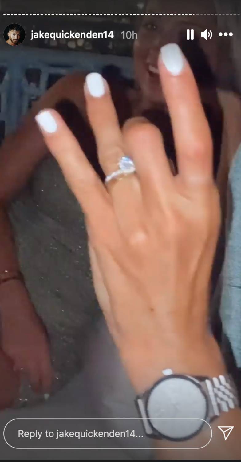 Sophie Church shows off her ring