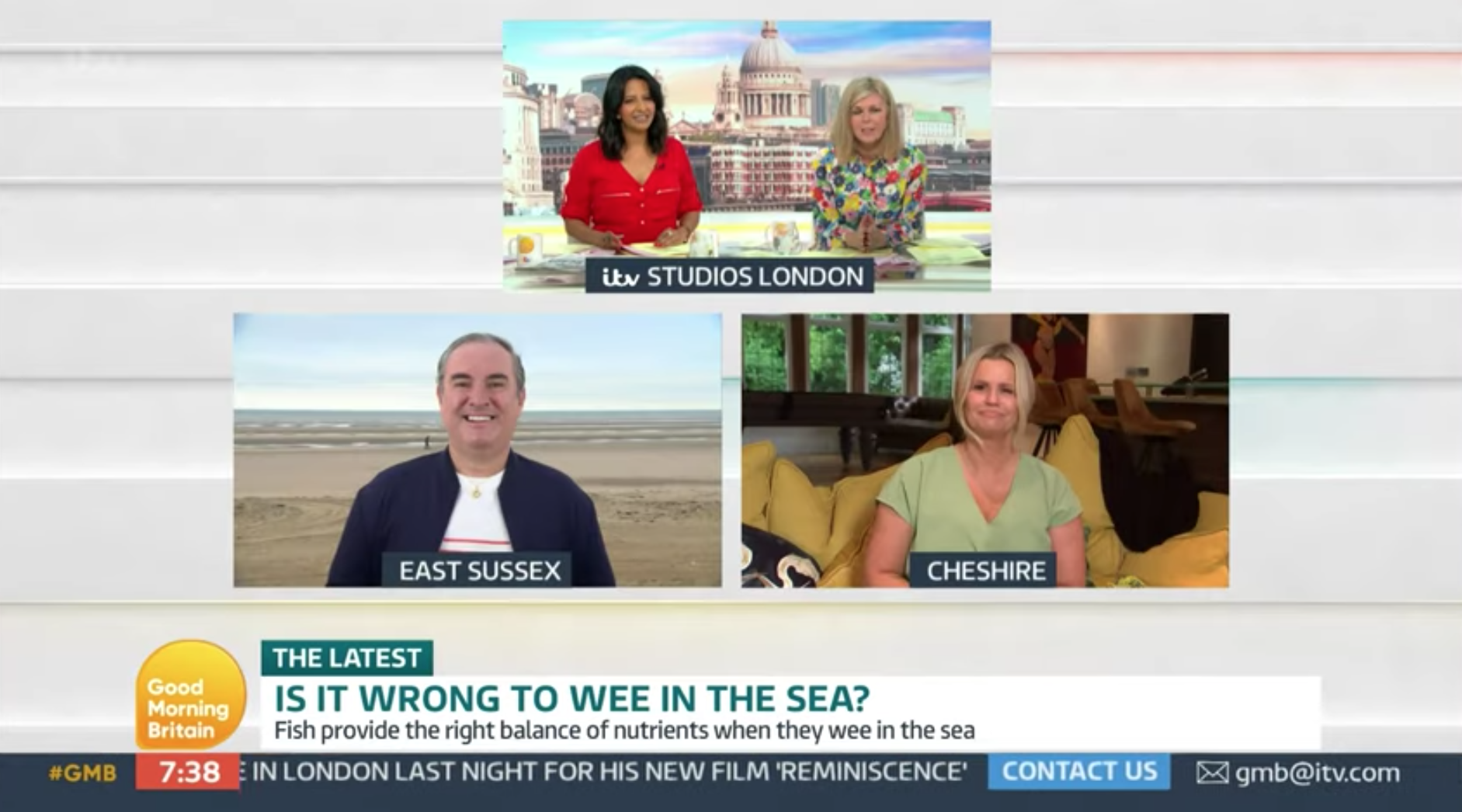 Kerry Katona debated whether it ok to pee in the sea on GMB