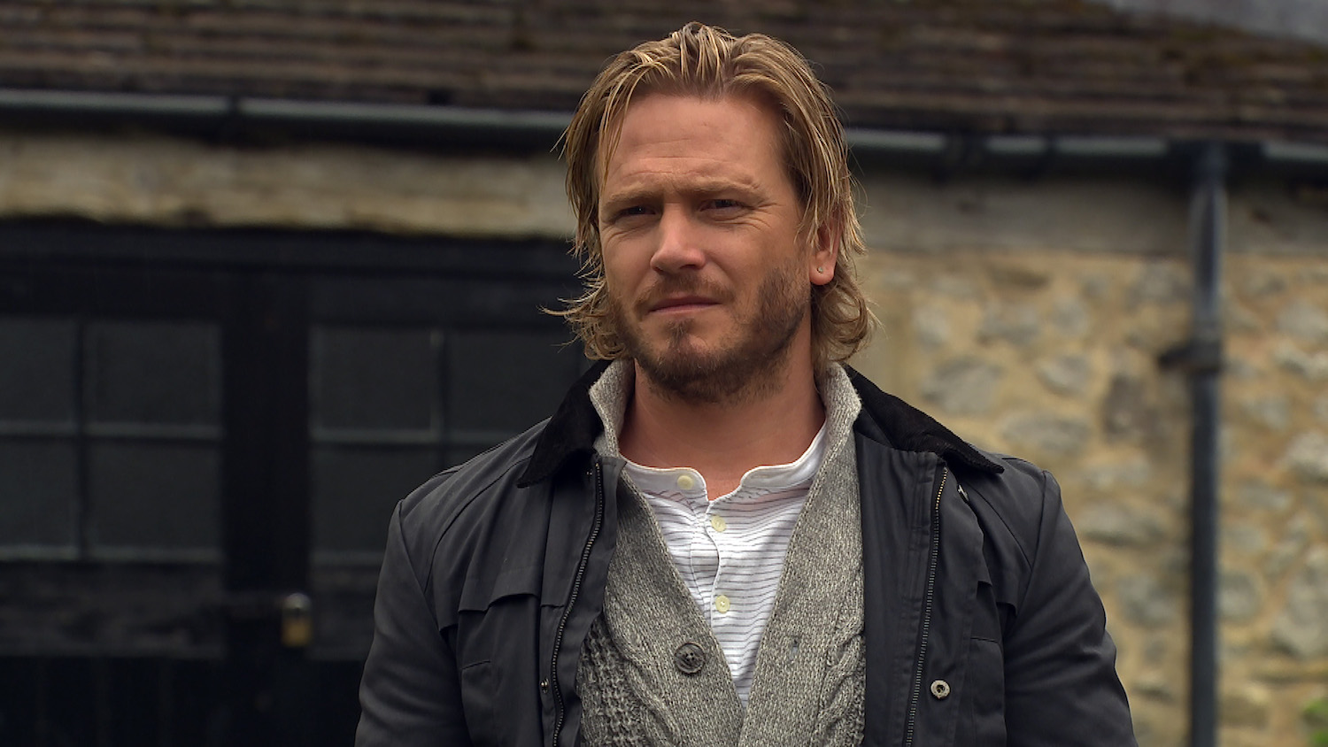 Emmerdale David Metcalfe looks brooding in the village