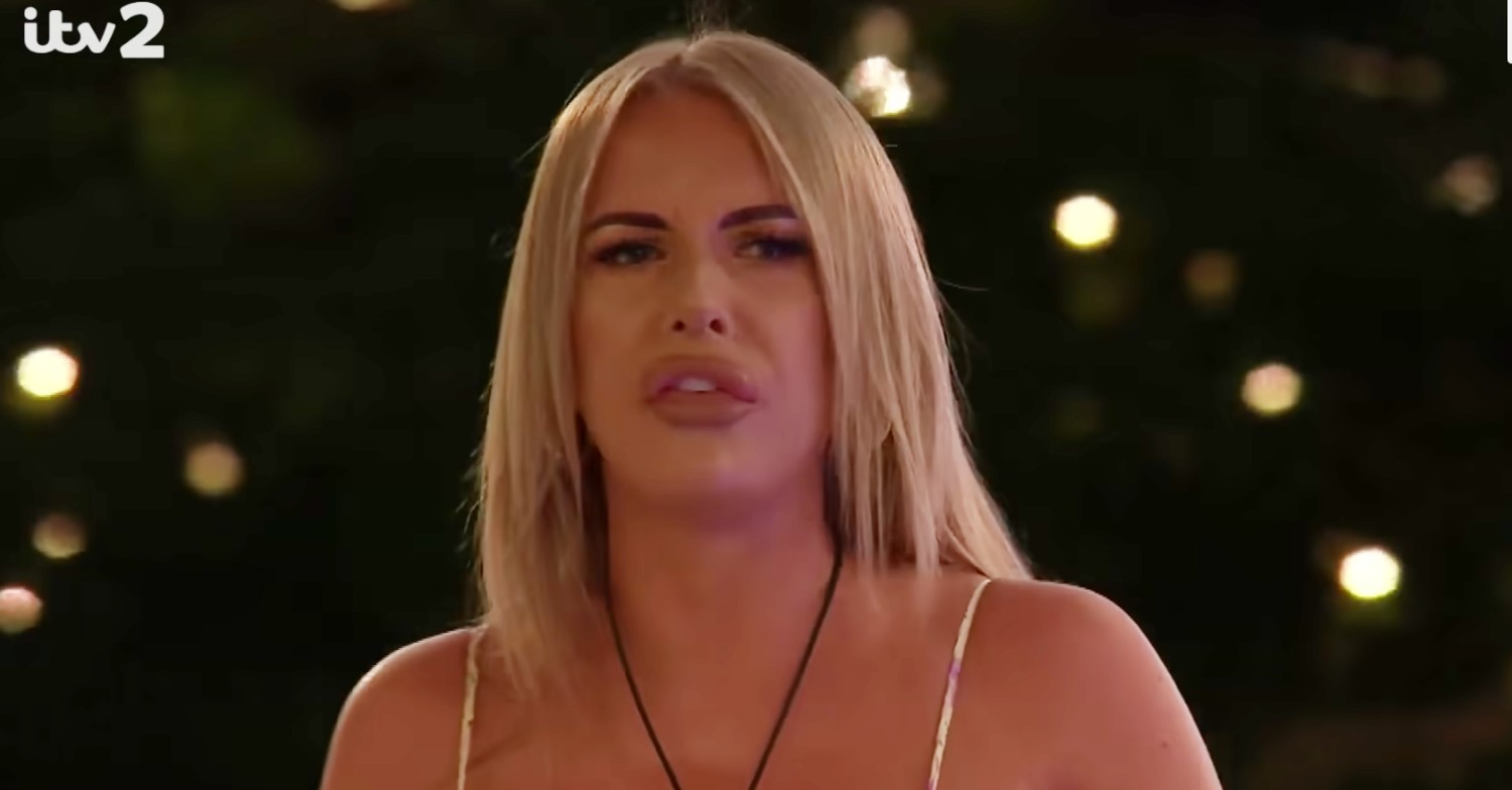 Love Island star Faye arguing in the villa