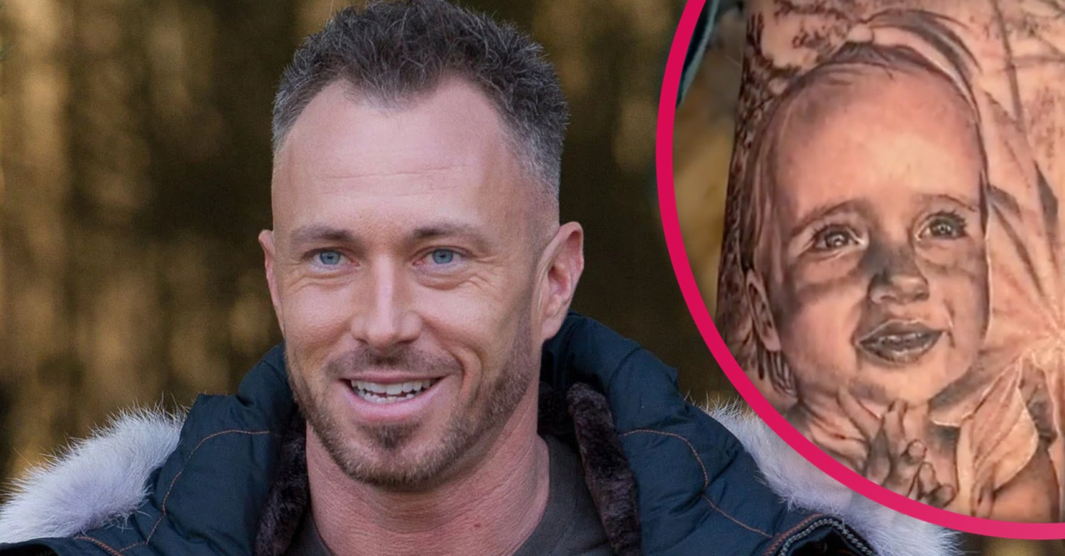 James Jordan with an inset of his new tattoo of baby daughter Ella