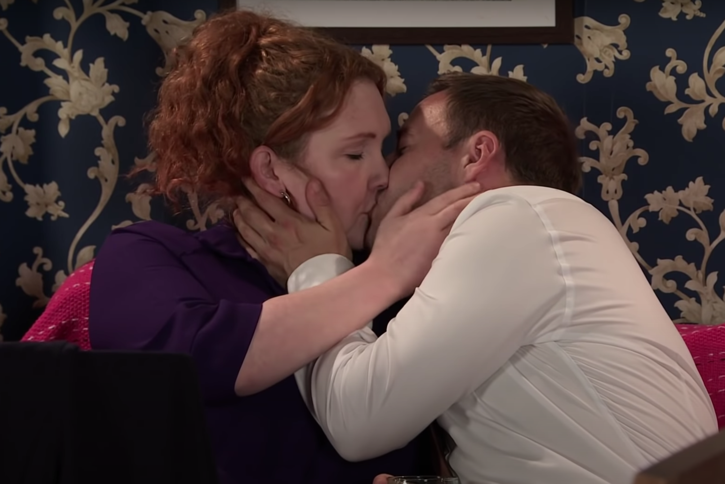 Coronation Street Fiz Stape and Tyrone Dobbs kiss