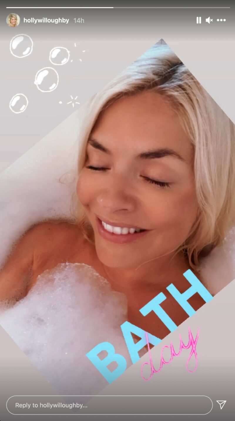 Holly Willoughby shares candid Instagram photo as she enjoys bubble bath