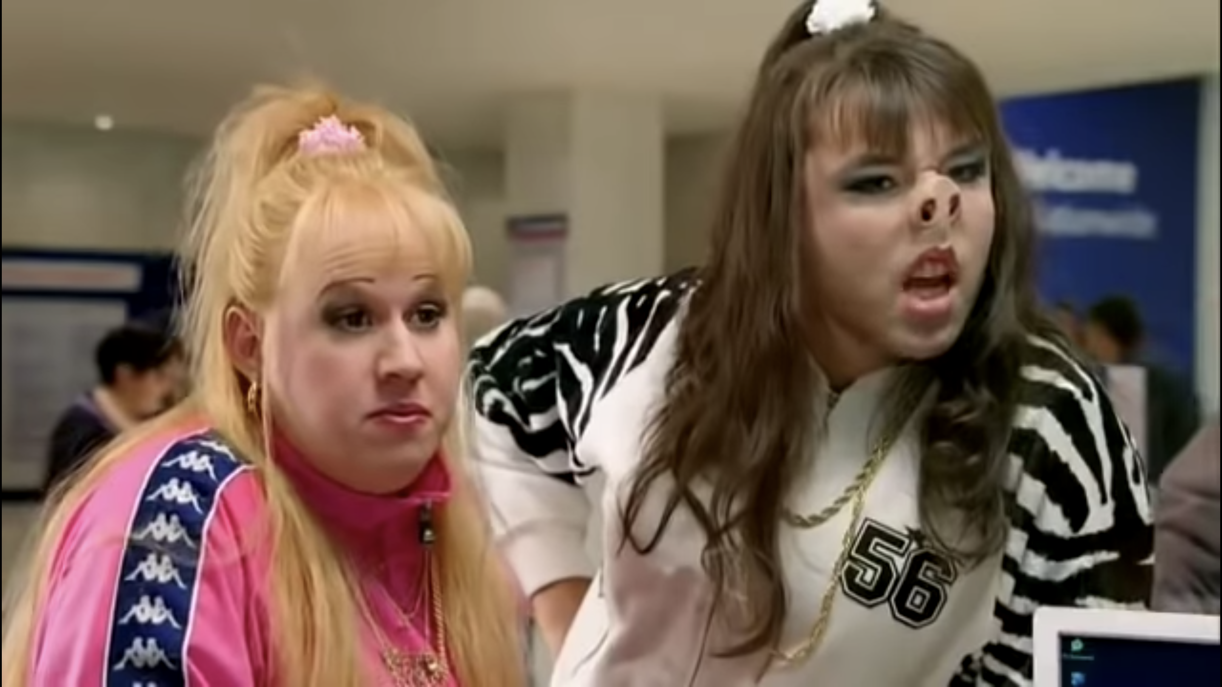 Matt Lucas and David Walliams as Vicki Pollard and Rochelle in little Britain