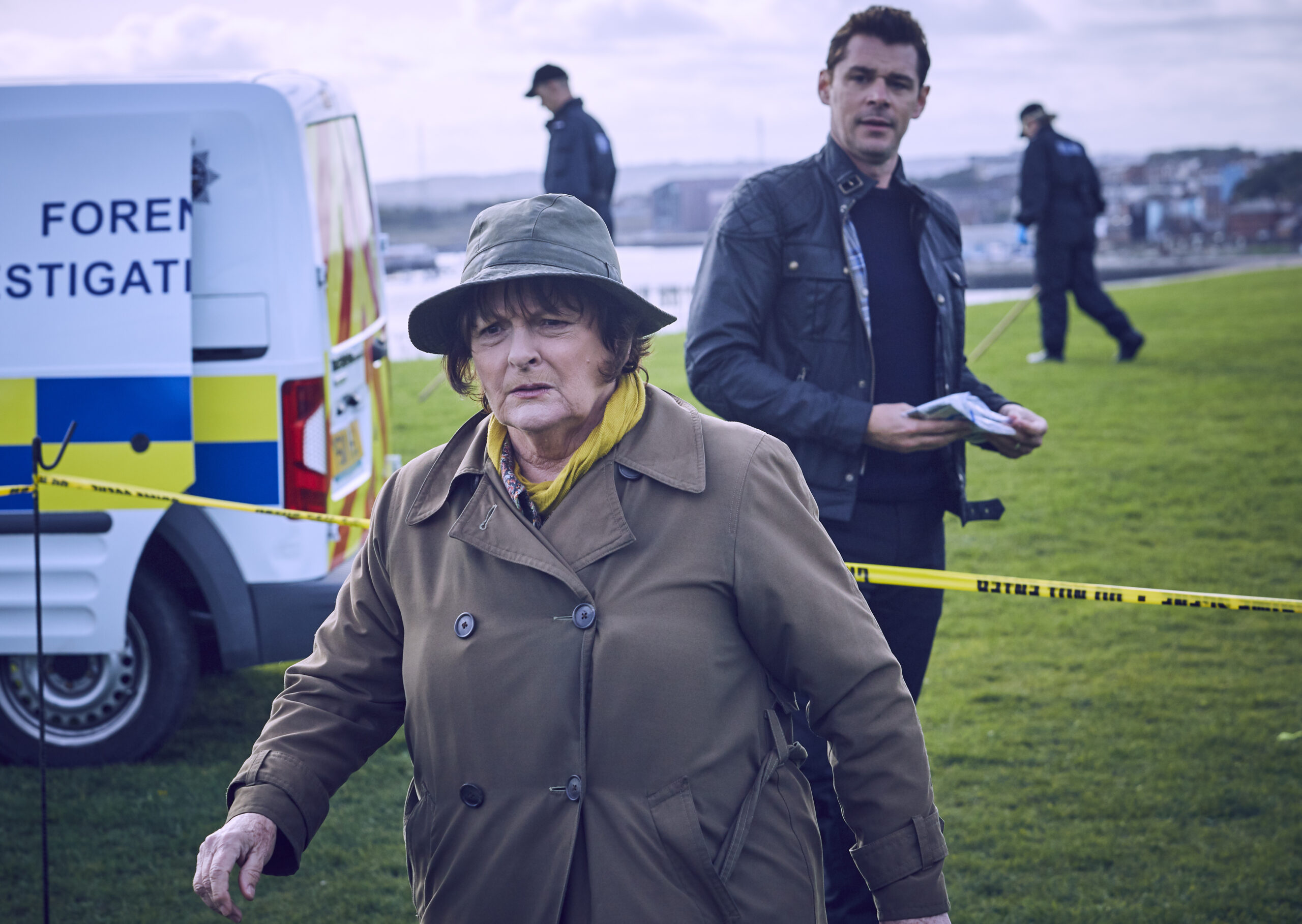 Vera investigates the scene of a murder in series 11 episode 1, with DS Aiden Healy.
