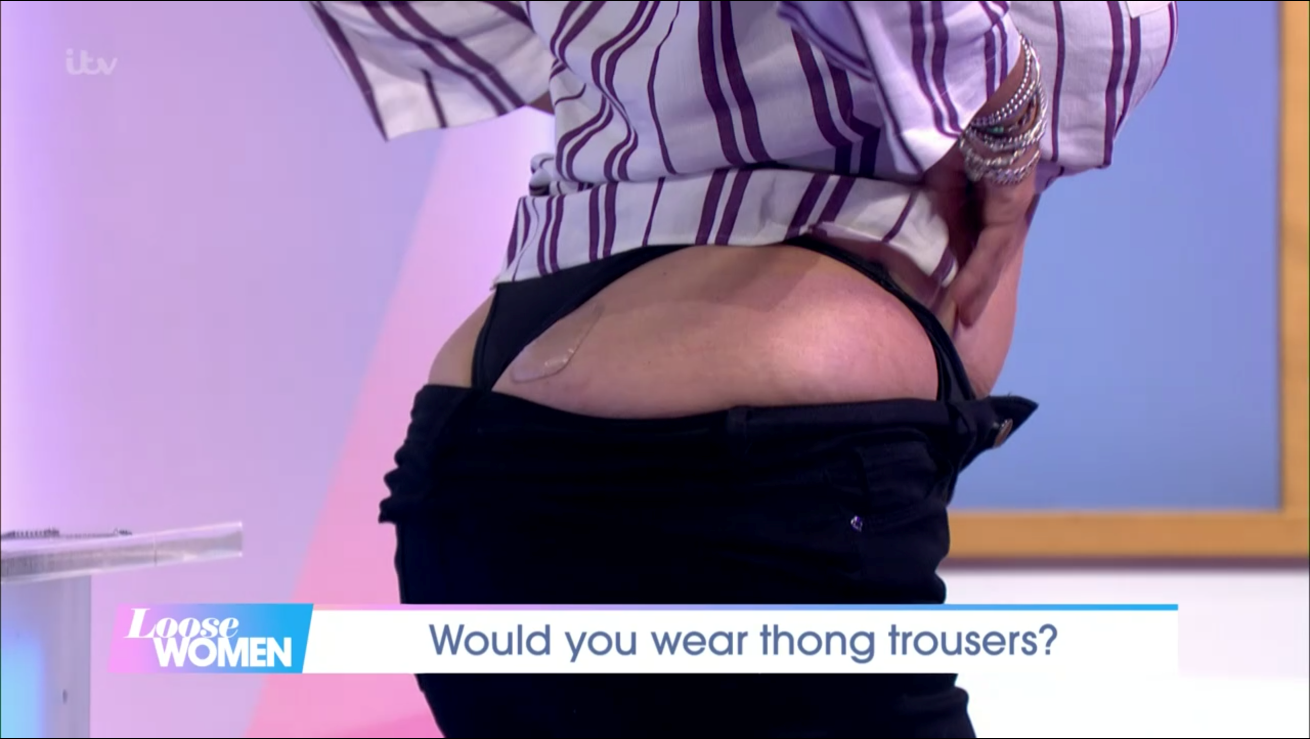 Nadia Sawalha flashes bum on Loose Women