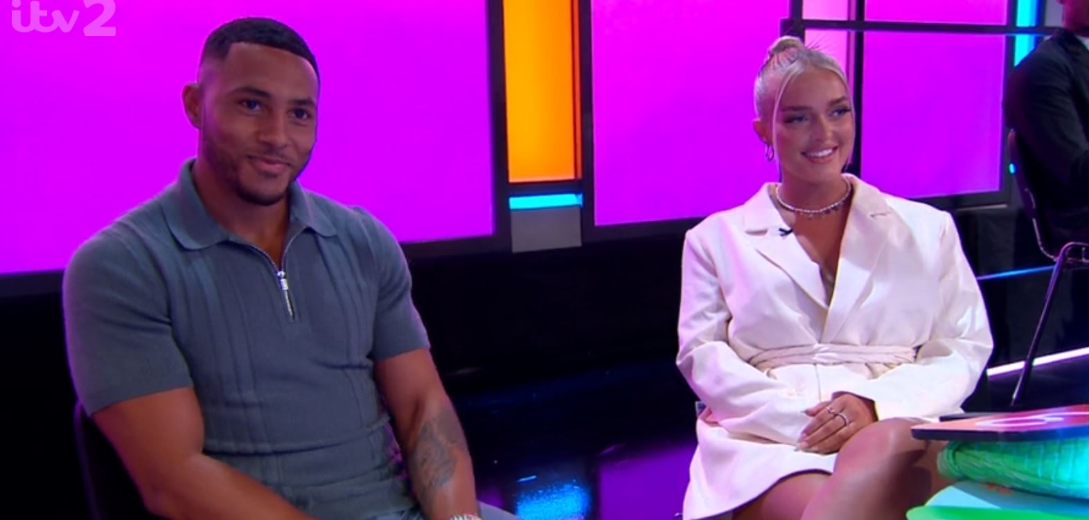 Aaron and Mary during the Love Island reunion 2021