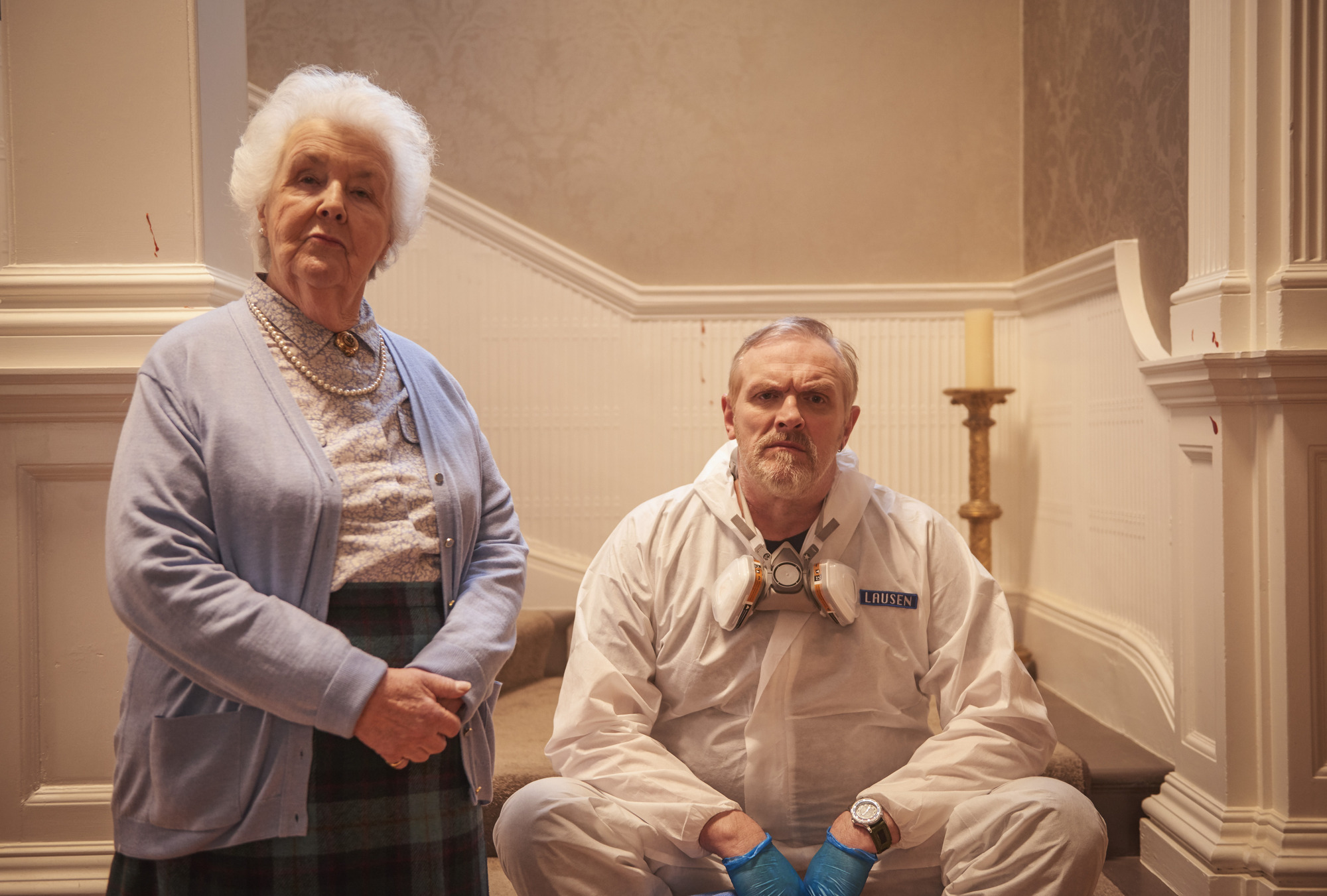 Greg Davies and Stephanie Cole in The Cleaner on BBC One