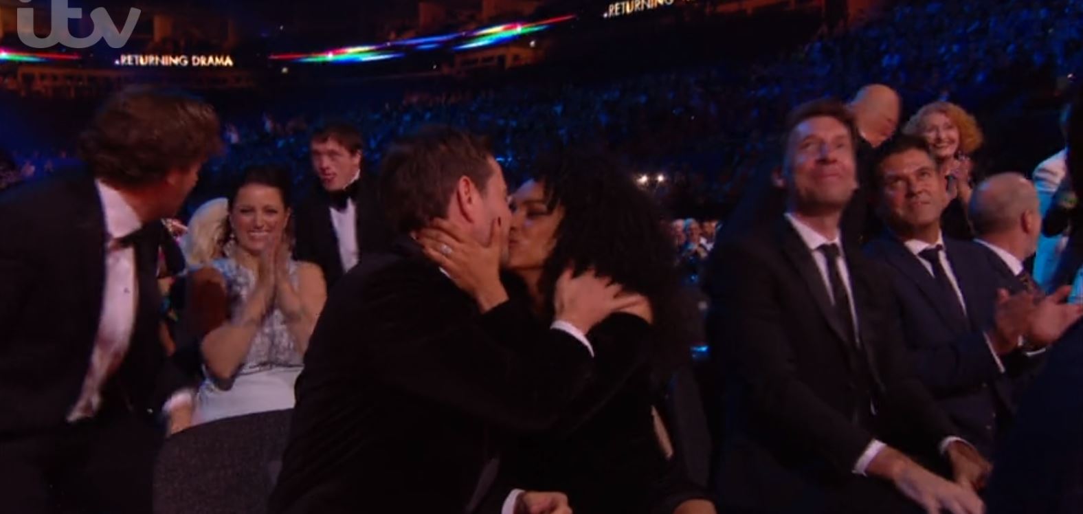 Martin Compston and wife kiss at NTAs