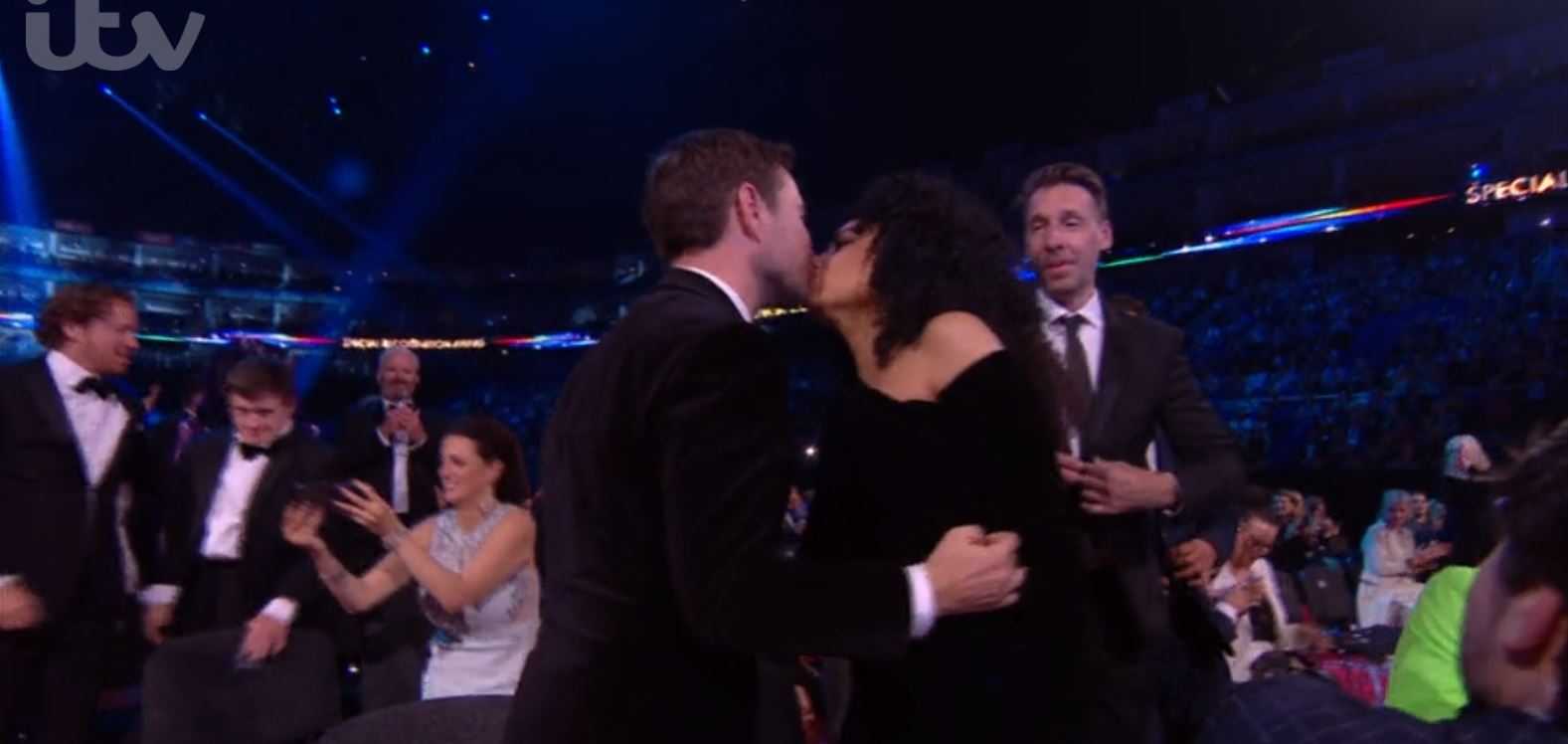 Martin Compston kisses wife at NTAs