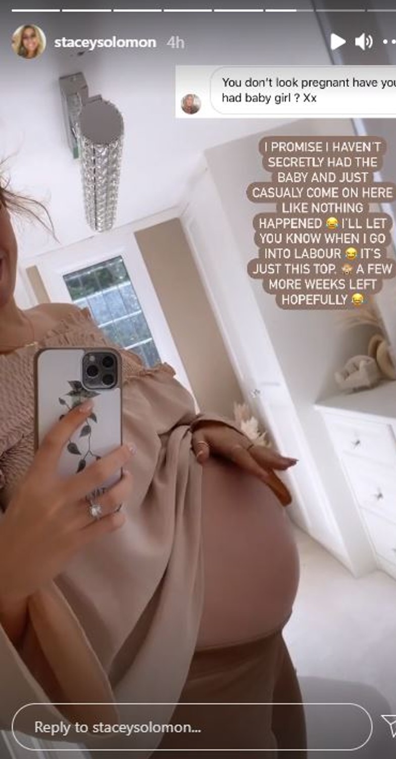 Stacey Solomon addresses rumours she's had baby