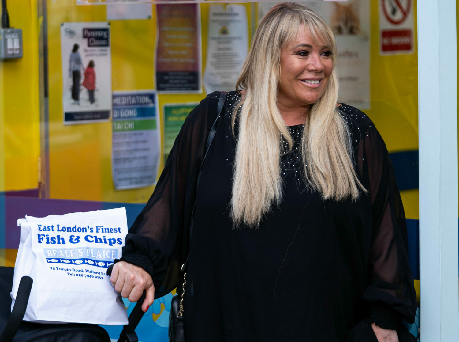 Sharon Watts heading to a funeral in EastEnders
