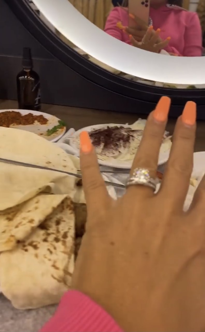 Katie Price flashes Carl Woods engagement ring