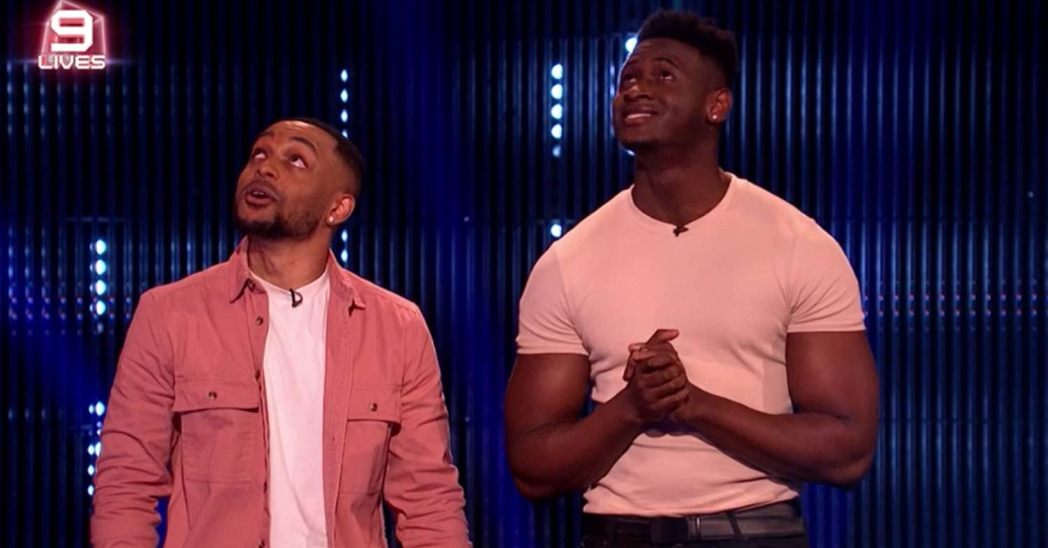 The Cube contestants Stefan and Faruk look up