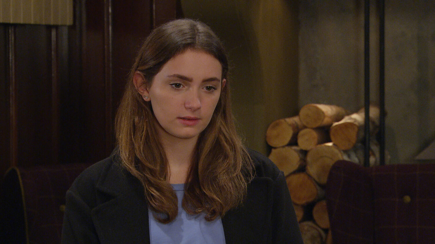 Gabby is worried in Emmerdale