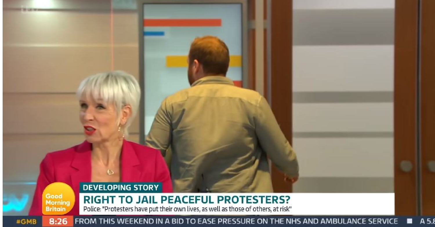 Climate protester storms off GMB after debating news