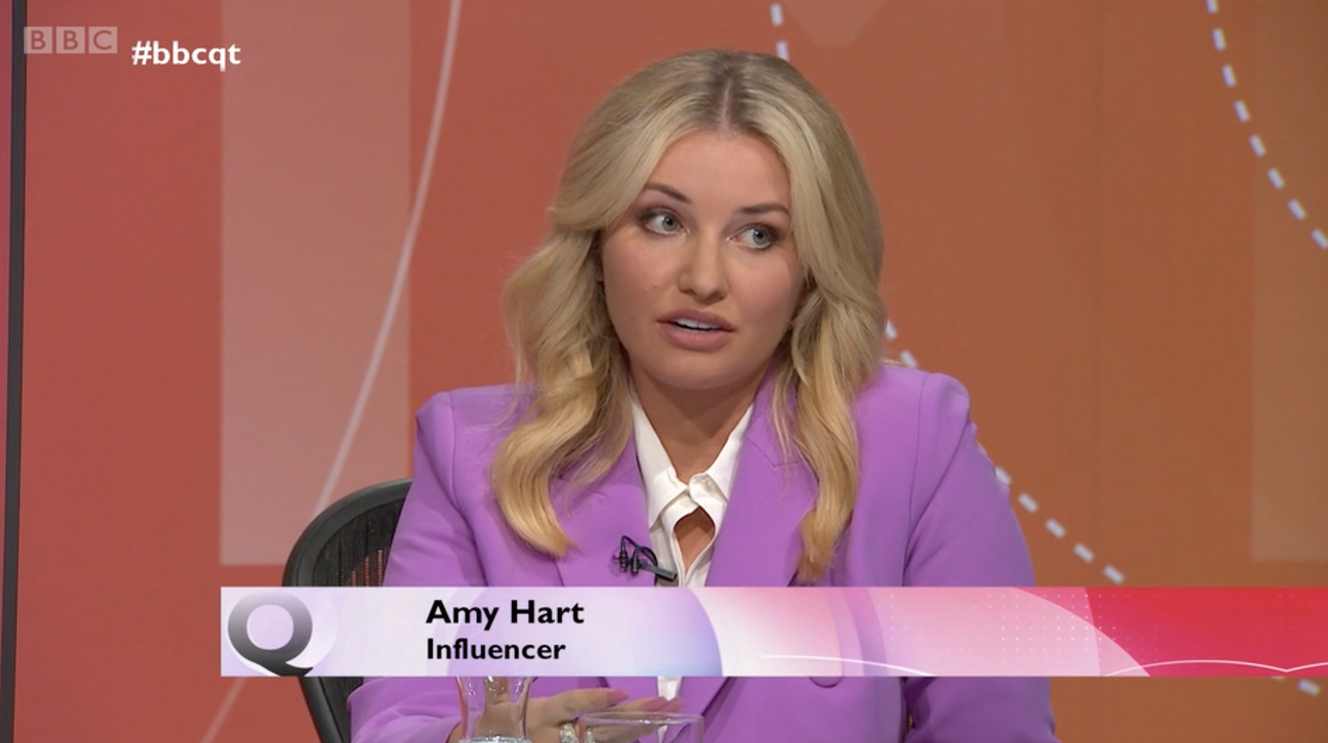Amy Hart made a confident appearance on Question Time