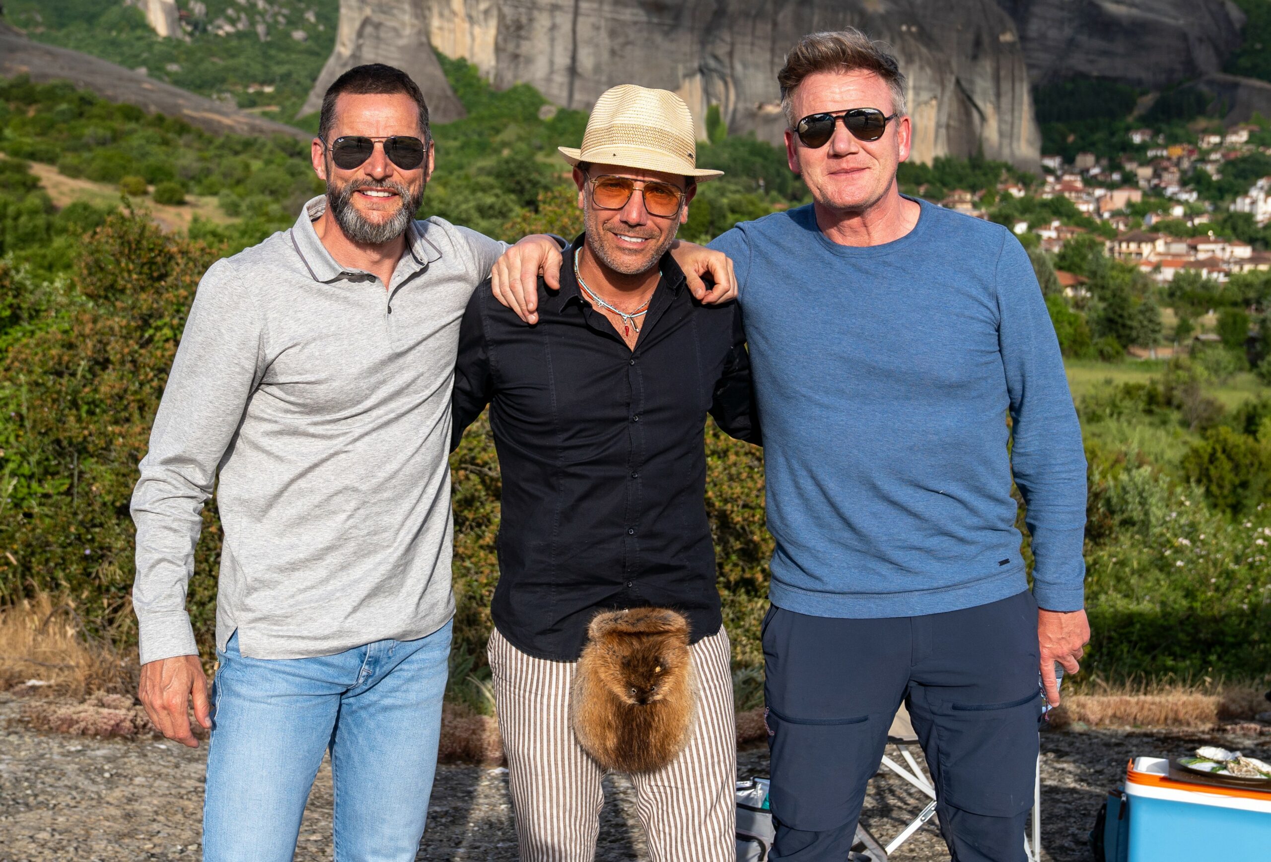 Gino D'Acampo with Fred Sirieix and Gordon Ramsay