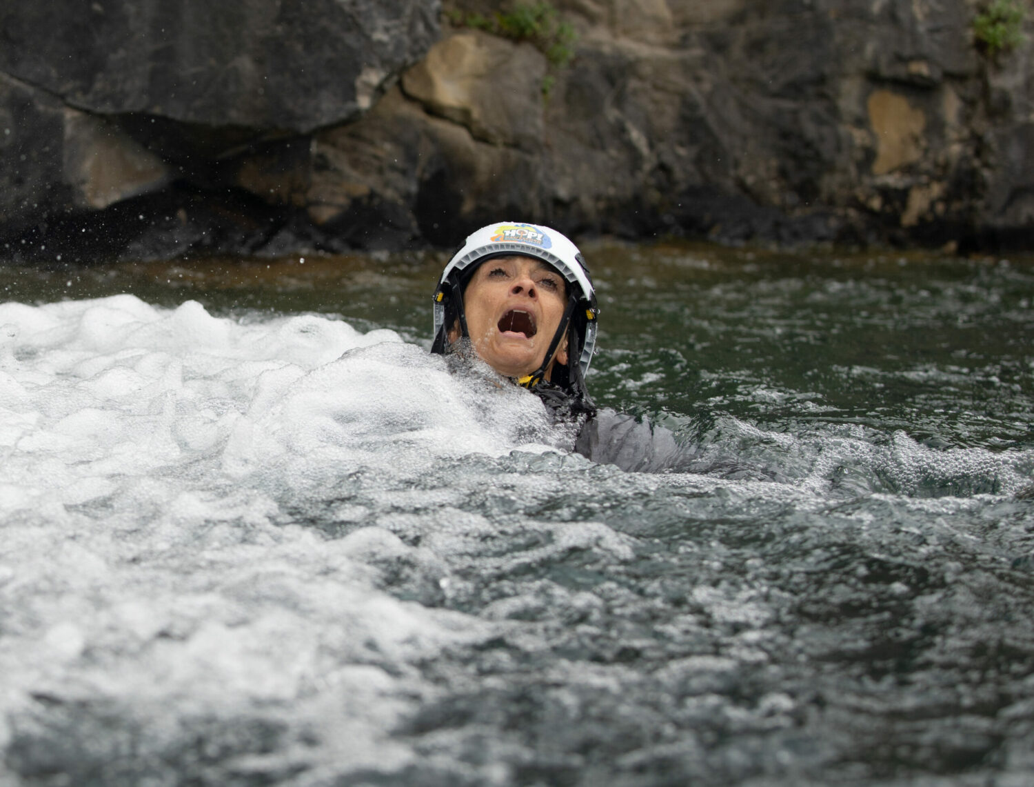 Emmerdale: scared Manpreet fights to stay afloat in the water