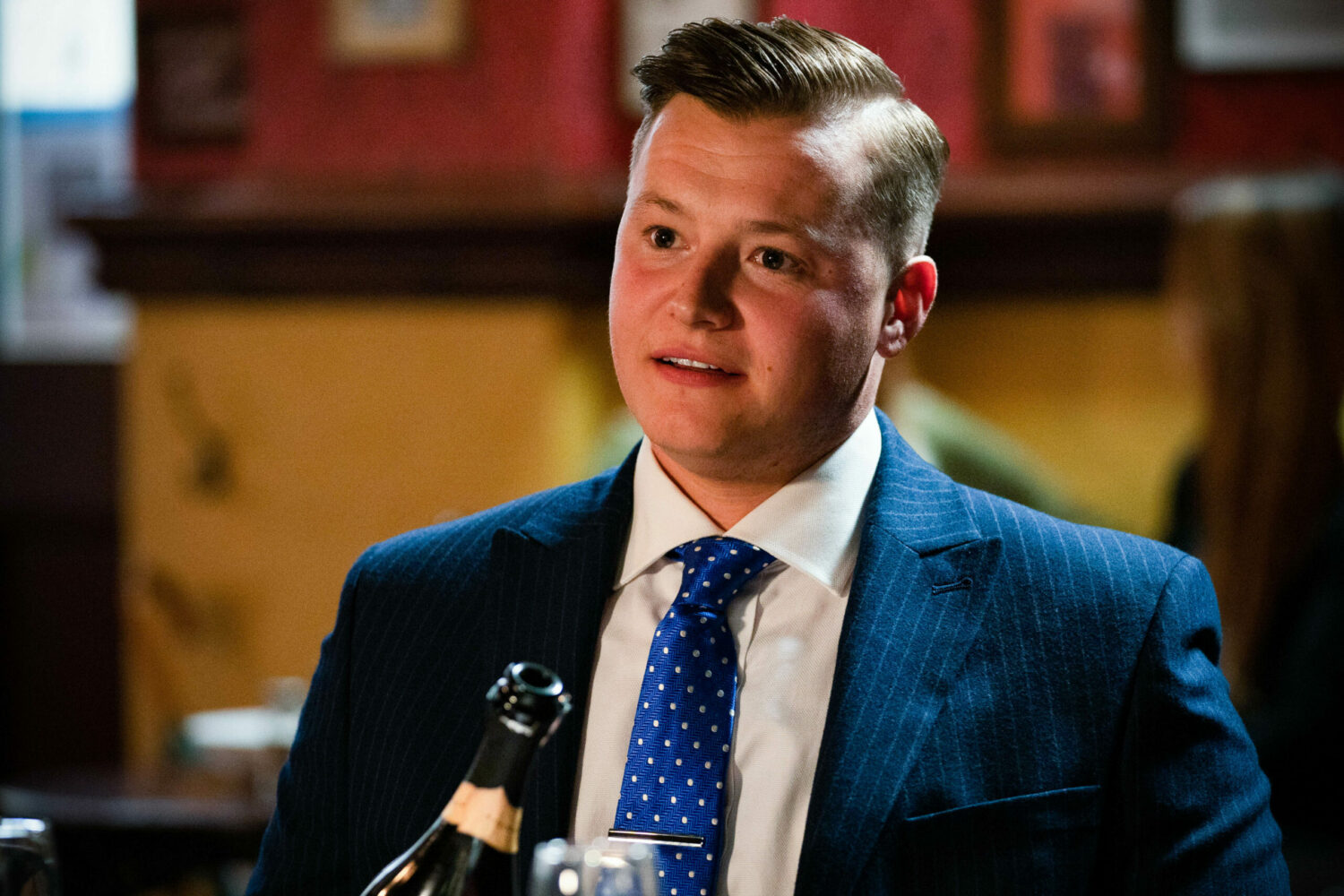 EastEnders: Aaron looks smug in The Vic