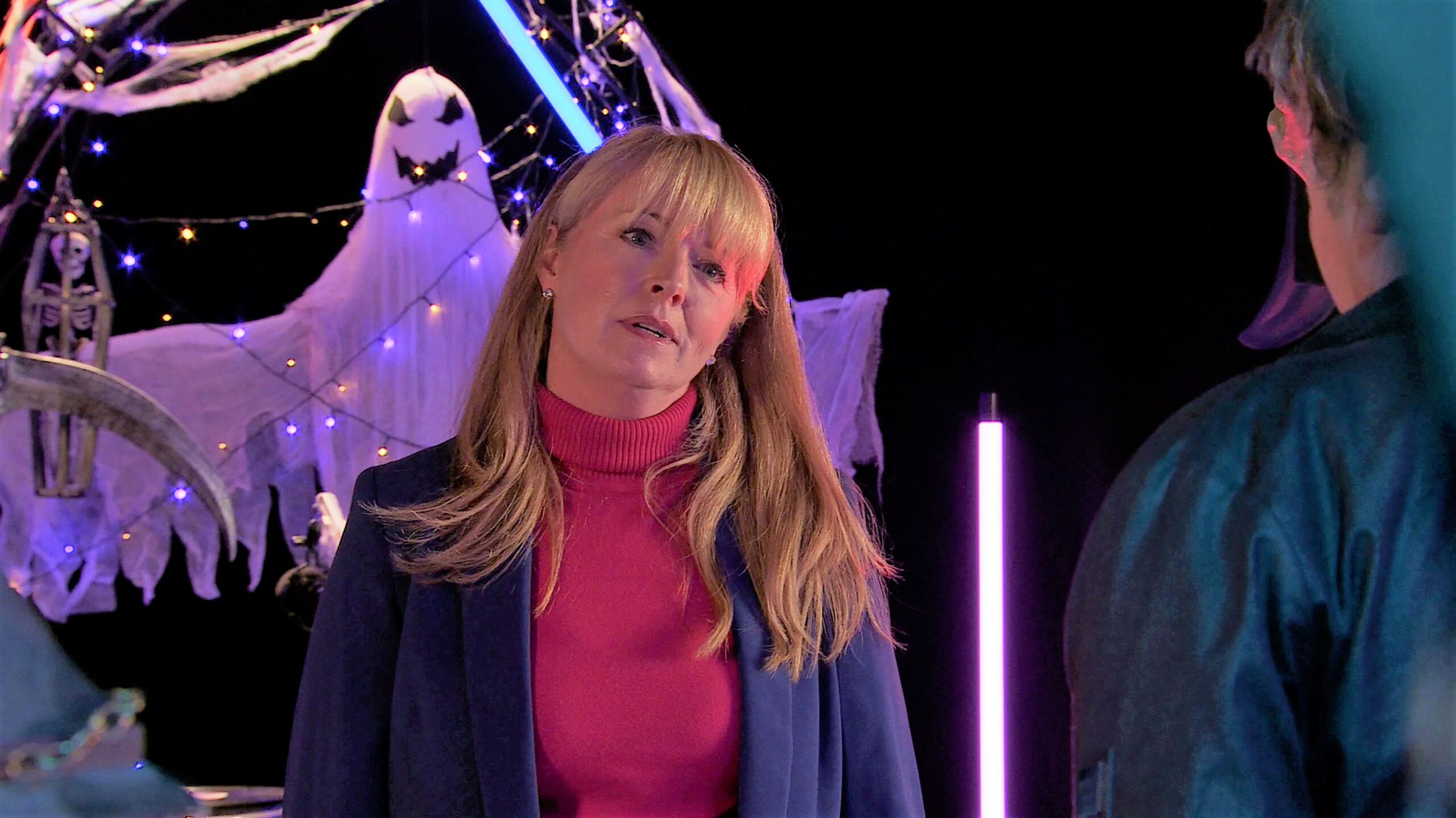 Coronation Street Jenny Connor looks wistful at the Horronation Street event